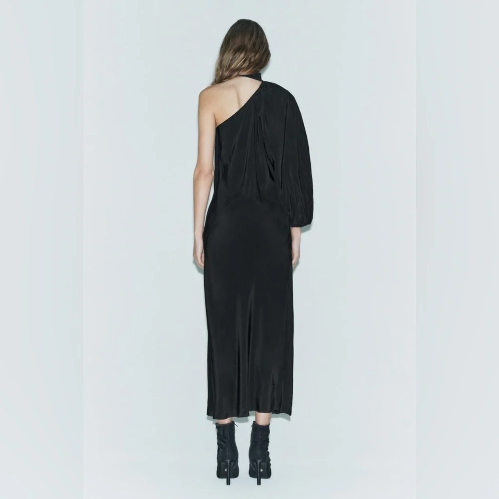 ZARA STUDIO One Shoulder Limited Edition MIDI Dress XS TAGS ATTACHED COCKTAIL - Picture 4 of 15